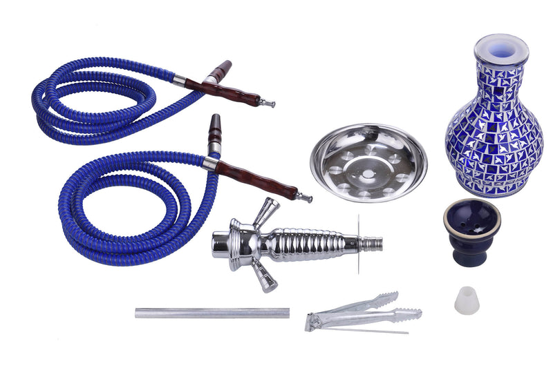 Narghilè 2 Tubi H38 cm con Pinza Carbone