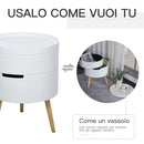 Tavolino Basso Ø38x48,3 cm con Apertura a Rotazione e Vassoio Rimovibile  Bianco