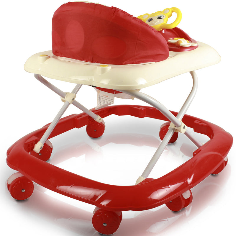 Girello Bambini per Primi Passi Chiusura Salvaspazio e Volante Interattivo Rosso