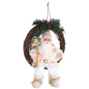 Babbo natale in tessuto su ghirlanda bianco e oro cm xh32/49