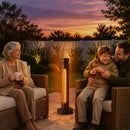 Stufa Elettrica a Infrarossi Oscillante 2000 W 29,5x29,5x84 cm con Telecomando in Alluminio Nero      