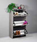 Scarpiera Salvaspazio 3 Ante Doppia Profondità 18 Paia 65x25x119,4 cm in Truciolare Nobilitato Cemento