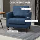 Poltrona 76x70x87 cm in Tessuto Effetto Lino Blu