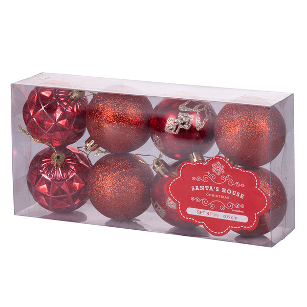 prezzo Set 8 Palle di Natale Ø6 cm in Plastica Rosso