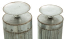 Portacandele Illinois Coppia Ø12,5x25-12,5x31 cm in Ferro Argento