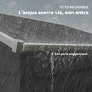 Casetta Porta Attrezzi 196x236x208 cm con Porte Scorrevoli e 4 Prese d'Aria in Acciaio e PP Grigio Scuro      