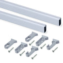 Set 2 Bastoni Appendiabiti per Armadi Ovali con Gomma 140 cm in Alluminio Emuca Anodizzato opaco