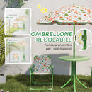 Set da Giardino per Bambini 2-5 Anni con Tavolino 2 Sedie e un Ombrellone Verde    