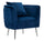Poltrona Bucarest Blu Elettrico 76x74x73 cm in Playwood Spugna Tessuto e Metallo Blue e Oro