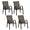 Set 4 Sedie da Giardino in Metallo e Tessuto Marrone