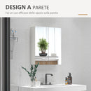 Armadietto da Bagno con Specchio 60x15x60 cm a 3 Ripiani Interni Regolabili in Legno e Vetro Bianco      