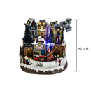 Villaggio con Stazione 26 cm con Movimento e Musica in Resina