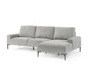 Divano 3 Posti con Penisola 260x78/135x83 cm  in Fibra di Polipropilene Washington Grigio Chiaro