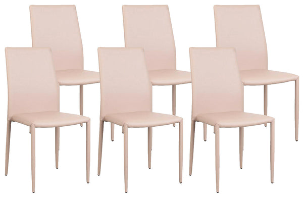 Set 6 Sedie 90x46x44 cm in Similpelle da Interno Tortora sconto