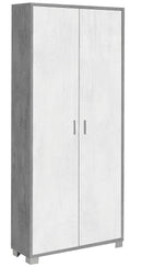 Armadio Multiuso 2 Ante 83x190x29 cm Cemento/Ossido Bianco