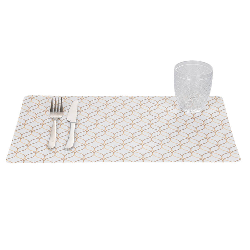 Set 6 Tovagliette 45x30x0,1 cm  in PVC VdE Tivoli 1996 Charleston Bianco e Oro