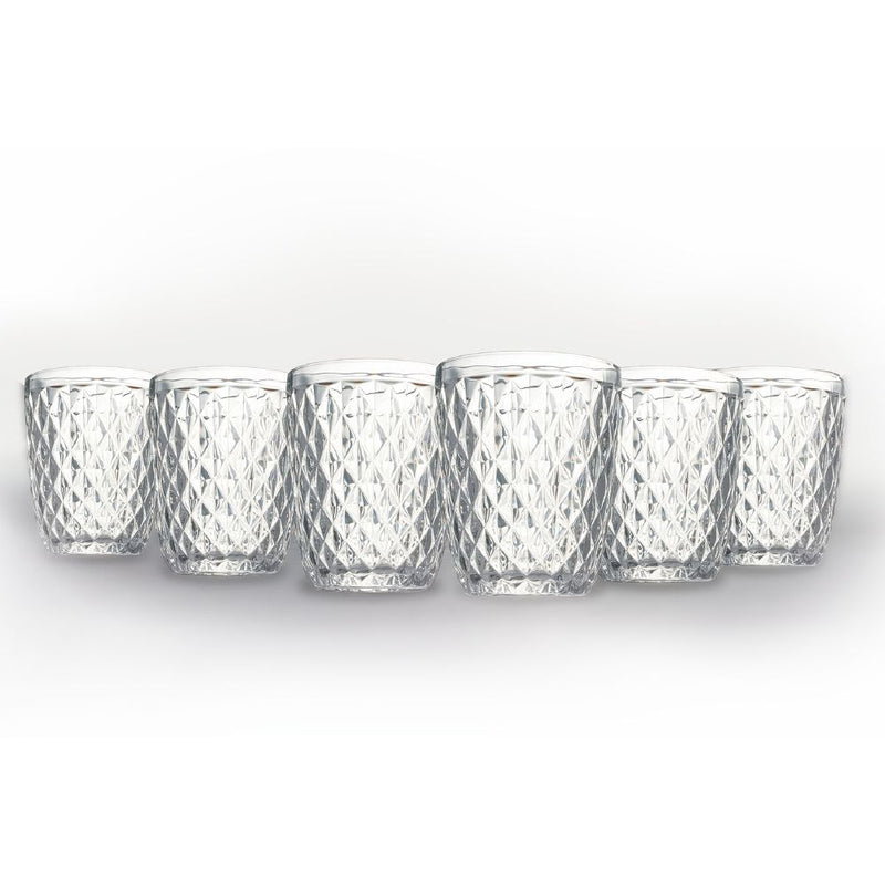 Set 6 Bicchieri Acqua Diamond in Vetro VdE Tivoli 1996 Trasparente