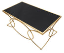 Tavolo da Caffé Infinity 110x60x45 cm in Ferro e Specchio e MDF Oro e Nero