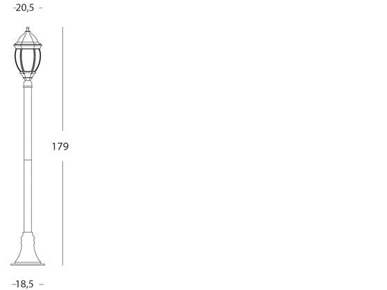 Lampada Palo Medio per Giardino Colore Grigio per Esterno Linea Olive Sovil