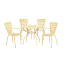 Set Tavolo + 4 Sedie in Acciaio Verniciato Crema Salotto Ginevra Big