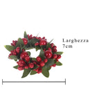 Set 12 Giro Candela con Bacche Ø7 cm Rosso