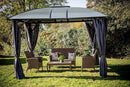 Gazebo da Giardino con Tende 3x3,60 m in Alluminio Copertura in Policarbonato 6mm