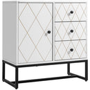 Cassettiera 3 Cassetti 1 Anta 70x35x75 cm in Acciaio e MDF Bianco
