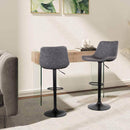 Set 2 Sgabelli 50x44x58/78 cm in Similpelle Base Nera Grigio