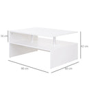 Tavolino Basso 90x60x42 cm in Truciolato Bianco