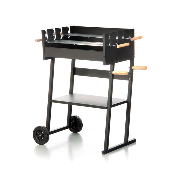 Barbecue a Carbonella 83x49x90 cm 2 Griglie di Cottura e Struttura con Ruote in Acciaio Nero prezzo