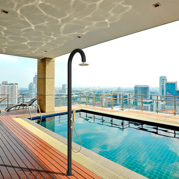 acquista Doccia da Giardino in Alluminio Rubinetteria e Soffione Oro Sined Luna Alu D Nero