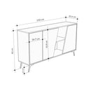 Madia Moderna Credenza Fiona 150x36x82 cm Design Anta Obliqua Bianco e Quercia      