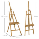 Cavalletto Treppiede da Pittura 65x110x180-235 cm in Legno Naturale
