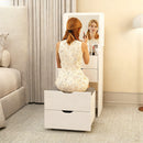 Tavolo da Trucco 3 in 1 con Specchio 50x40x78 cm Vano 2 Cassetti e Sgabello in Legno Bianco      