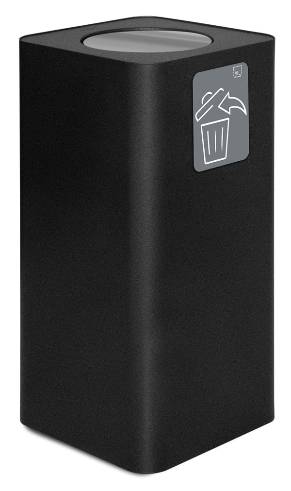 acquista Pattumiera Per Raccolta Rifiuti 38x38xh80 cm In Acciaio Verniciato con Coperchio Basculante Nero