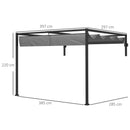 Pergola Gazebo  con Tettuccio Retrattile e Fori di Drenaggio 3x4m in Acciaio e Poliestere Grigio