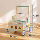 Girello per Bambini 1-3 Anni 41x31,5x47 cm Carrello Primi Passi con Vano Portaoggetti in Legno Multistrato Verde      
