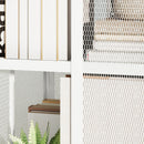 Libreria Moderna a 4 Ripiani 35x35x129 cm con Ruote in Metallo a Rete Bianco  