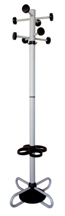 Appendiabiti da Terra Ø55x174 cm con Portaombrelli in Metallo Fumer Tommy Silver e Nero