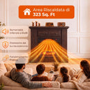 Camino Elettrico da Terra 1800 W 80,7x22,5x76,5 cm con Effetto Fiamma Telecomando Timer e Temperatura Regolabile in Metallo Marrone      