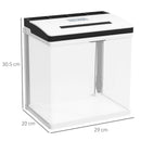 Acquario con LED 13 Litri 29x20x30,5 cm con Fori di Ventilazione in Vetro HD e ABS
