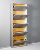 Scarpiera Salvaspazio 5 Ante 15 Paia 65x15x164 cm in Truciolare Nobilitato Cemento