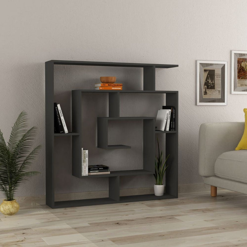 Libreria Moderna 129x125x22 cm in MDF Labirent Antracite