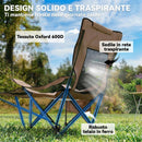 Set 2 Sedie da Campeggio Pieghevoli 80x165x83-90 cm con Poggiapiedi Staccabile in Tessuto Oxford e Metallo Marrone e Nero      