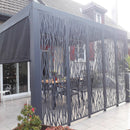 Pergola da Giardino 3,6x3 m in Alluminio con 4 Pannelli Moucharabieh e Tenda Laterale Grigio Antracite