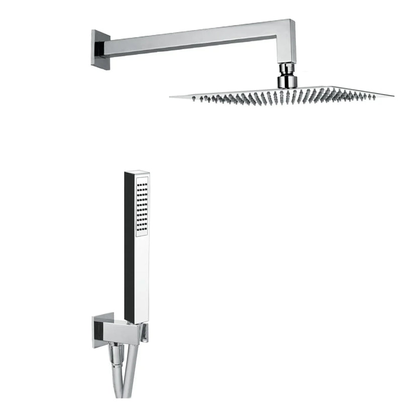 Kit Soffione Doccia Quadrato 2 Vie 30x30 cm in Acciaio Inox Rondò 30