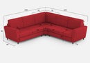 Divano Angolare 5 Posti 228x228x85 cm Yasel in Tessuto Rosso