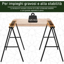 Set di 2 Cavalletti Pieghevoli da Lavoro per Legna Antiscivolo in Metallo e EVA Arancione      