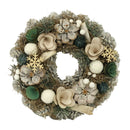 Coroncina con pigne e fiori bianco verde cm Ø30xh7,5