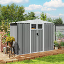 Capanno da Giardino 246x117x180 cm Porta Attrezzi con 2 Porte in Acciaio Zincato Grigio Chiaro      